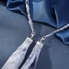 Double Rhinestone Pearl Bow Ribbon Headband Dark Blue Hair Bands Head Hoops For Women Retro Summer Simple Headbands Accessories