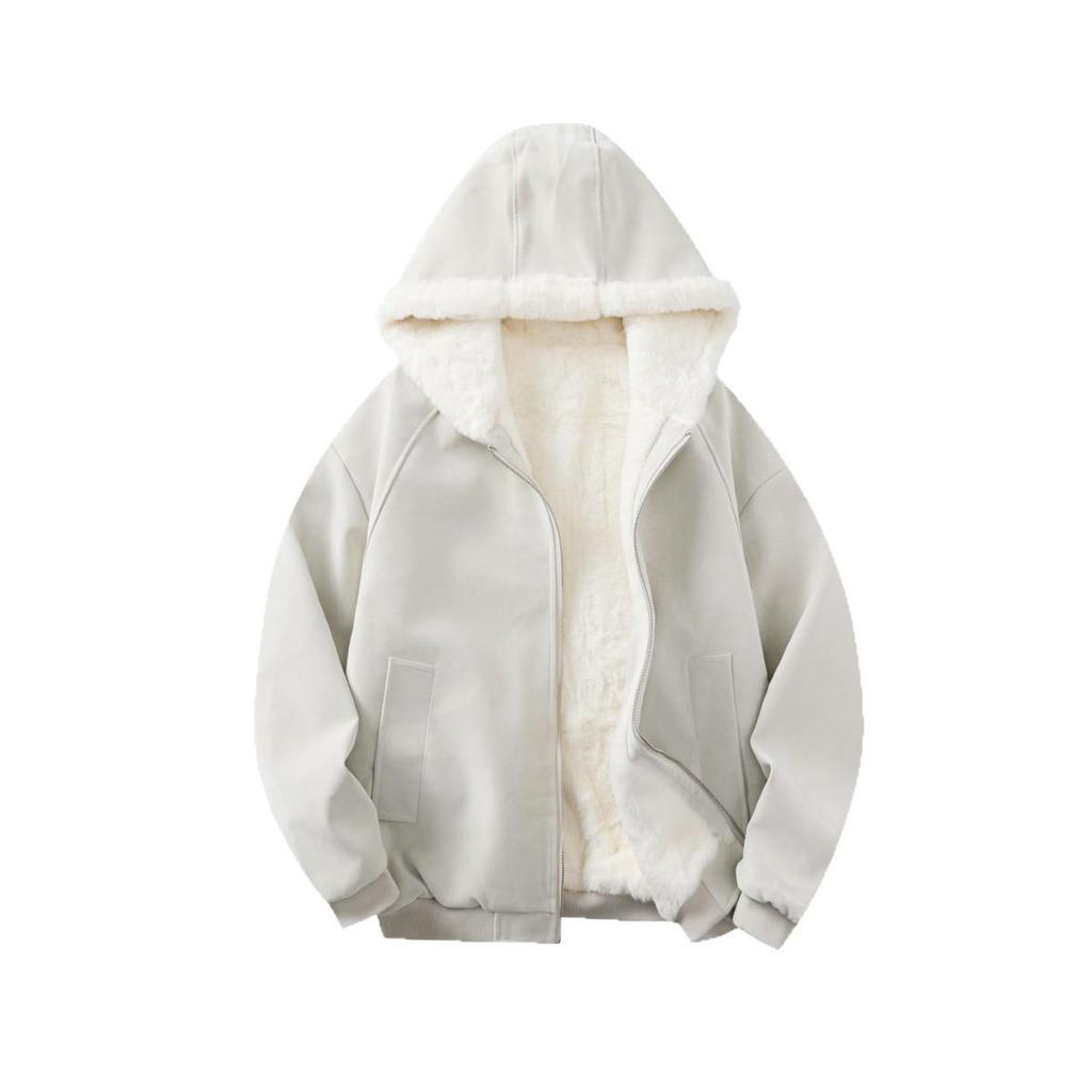 Zuoshan Diao Men's Hooded Winter Jacket - Loose Fit, Thickened, Velvet-Lined, Trendy American Style Cotton Coat.