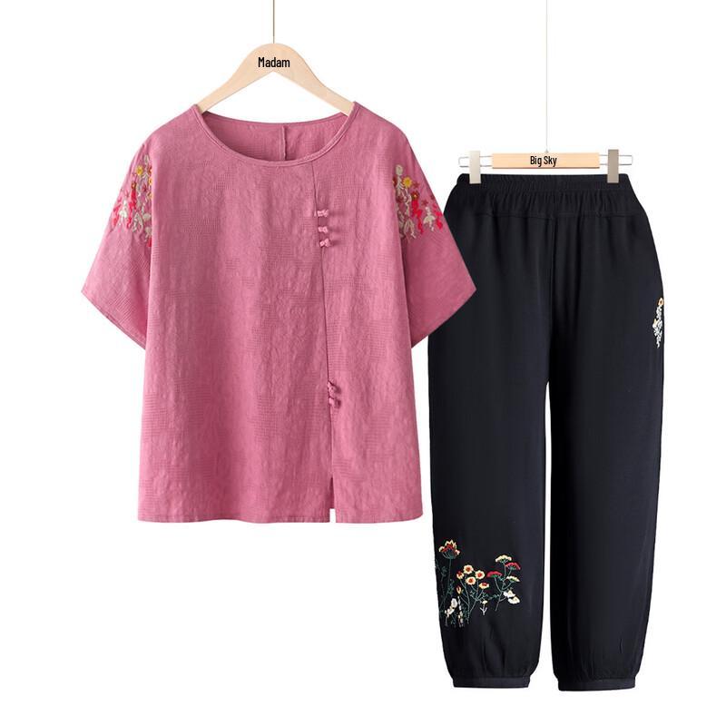 Datang Madam Women s Summer Short Sleeve Blouse Set 2XL