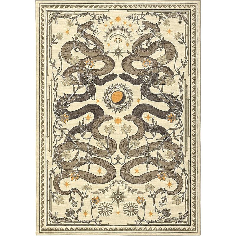 Green Living Room Carpet Snake Carpets Machine Washable Non-slip Rug Retro Home Decoration Rugs for Bedroom Bedside Floor Mat