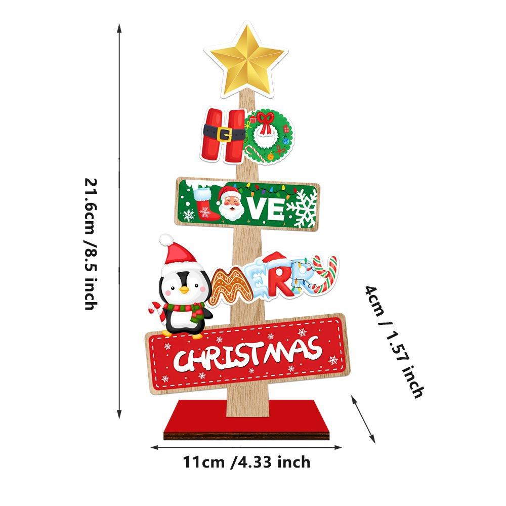 Wooden Material Wooden Xmas Tree Ornaments Welcome Sign Tree-Shaped Snowman Sign Festive Messages Themed Ornaments