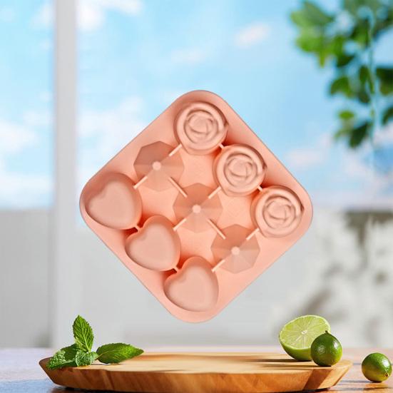 Silicone Ice Cube Tray with Lid Whiskey Diamonds Heart Rose