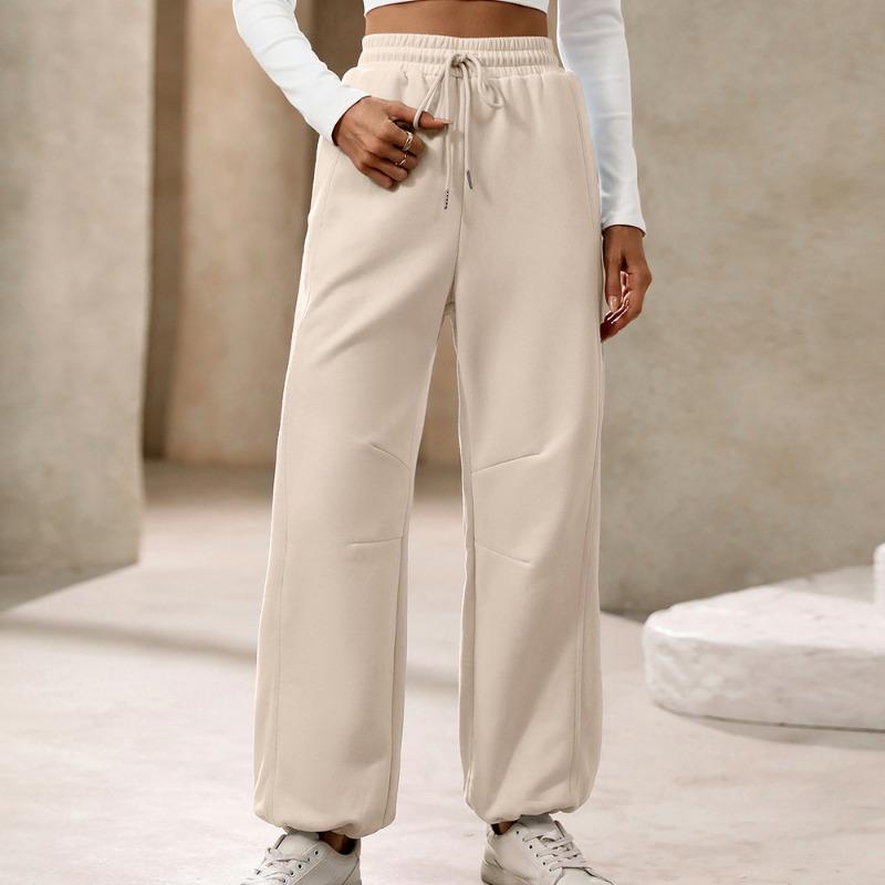 Autumn Winter Pocket Trousers Women's Sports Pants Casual Elastic Waist Solid Long Pants & Capris