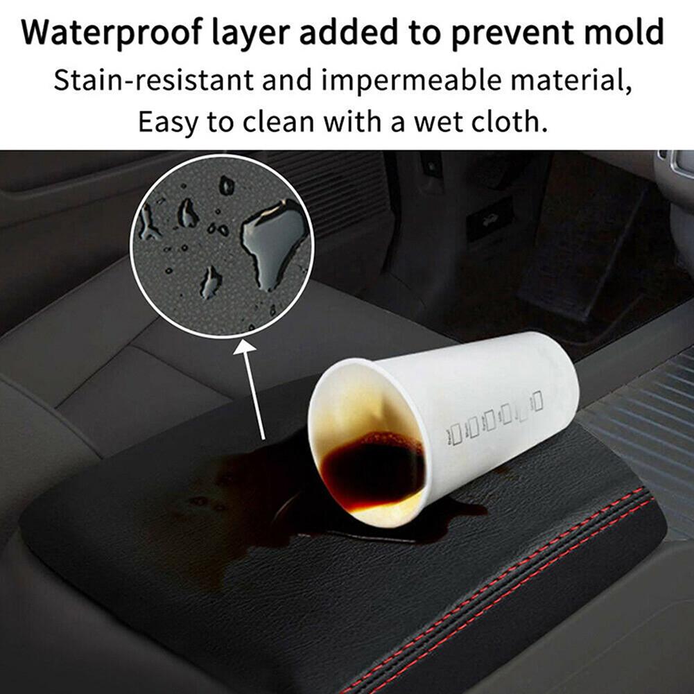Car Armrest Cover Center Console Leather Cushion Black Wear Resistant Dust-Proof Skin for Honda Civic 2012-2015