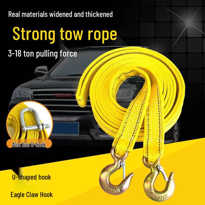 Safe Travel Steel Wire Car Tow Rope - Reinforced Emergency Tie-Down Strap