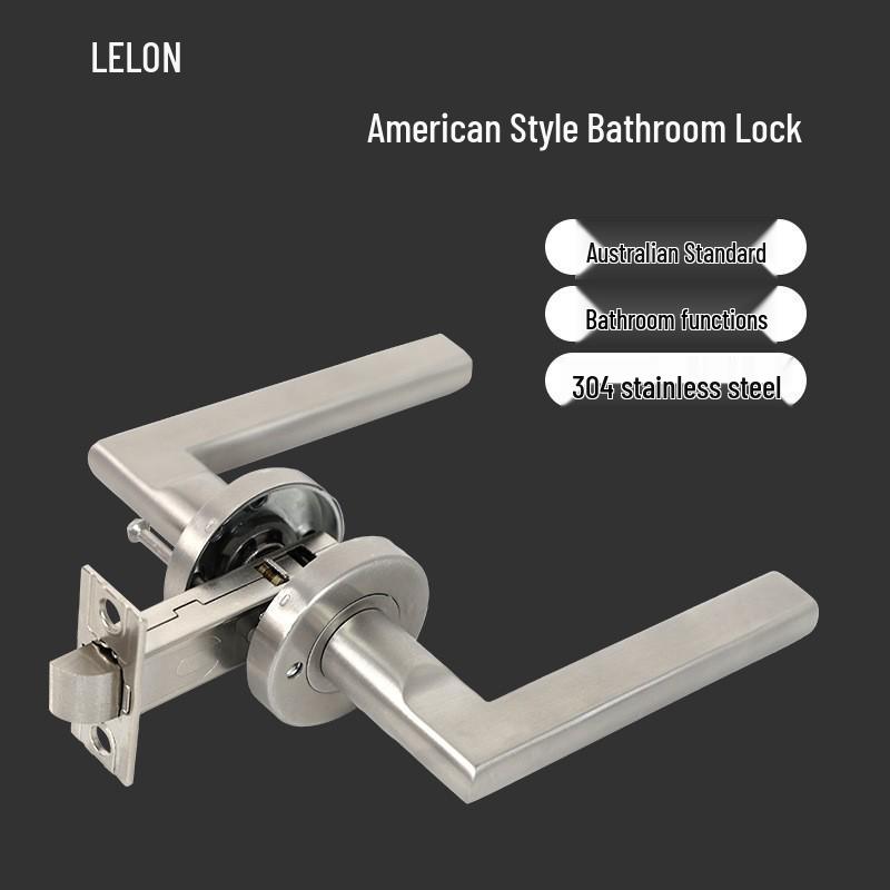 American Style Stainless Steel Privacy Lever Handle Bathroom Lock - Keyless Single Bolt for Room/Toilet Doors