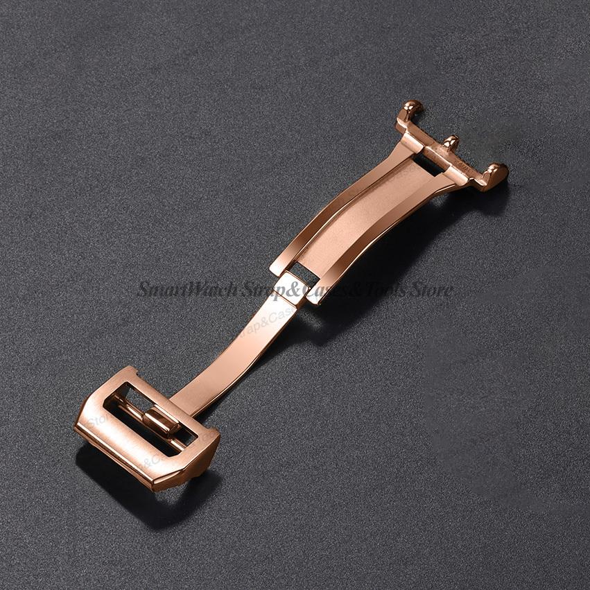 Hebilla de Reloj de 18 mm para IWC Pilot Mark Portuguese Acero Inoxidable Hebilla Plegable Banda de Caucho Nylon Cuero Botón de Hebilla Desplegable