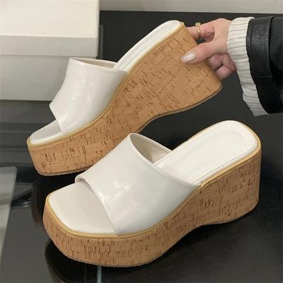 Eilyken Sommer Damen Hausschuhe Klobige Plateau Keilabsatz Quadratische Zehenpartie Dicke Sohle Absatzschuhe Zapatos De Mujer