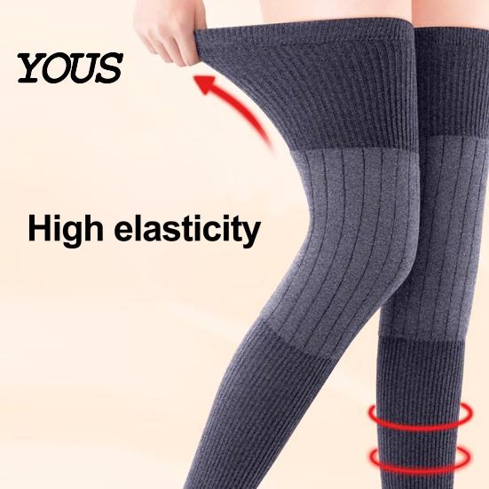 Winter Leg Protectors 1 Pair Knit Warmers for Elderly Women, Soft Stretchy Breathable Thick Knee Sleeves, Anti-slip Long Boot Socks Cold Weather