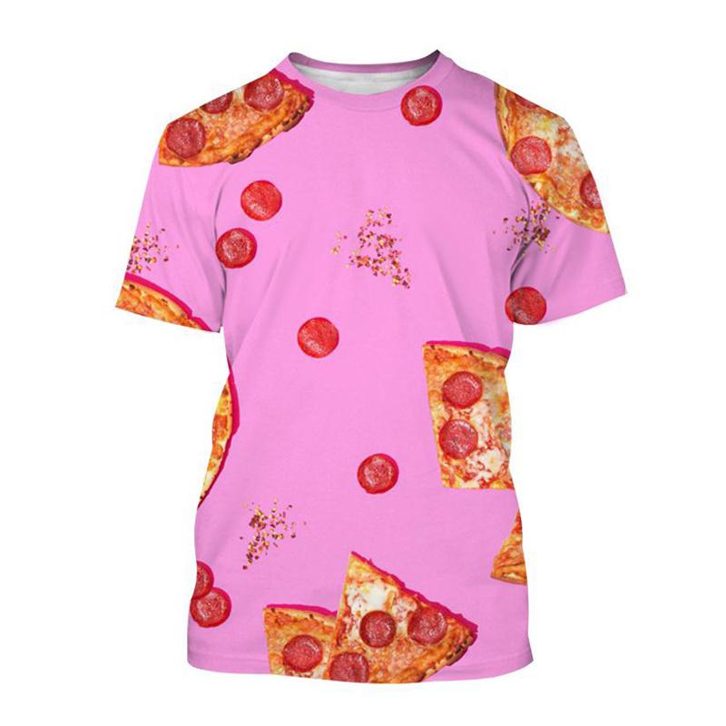 Plus Size Men Women Sausage Pizza Pattern T Shirt Food 3D Printed Tees Casual Round Neck Unisex Tops Short Sleeves T-Shirts
