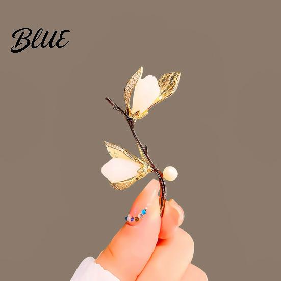 Versatile Brooch Magnolia Branch Design Lapel Pin Sweaters Durable Collars