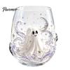 Bicchiere da Vino Teschio Unico, Bicchiere da Whiskey Fantasma di Halloween, Bicchiere Tumbler Gatto Nero Ragnatela per Arredamento Casa Gotica Cocktail, 350ml Bicchieri Spaventosi Bar,