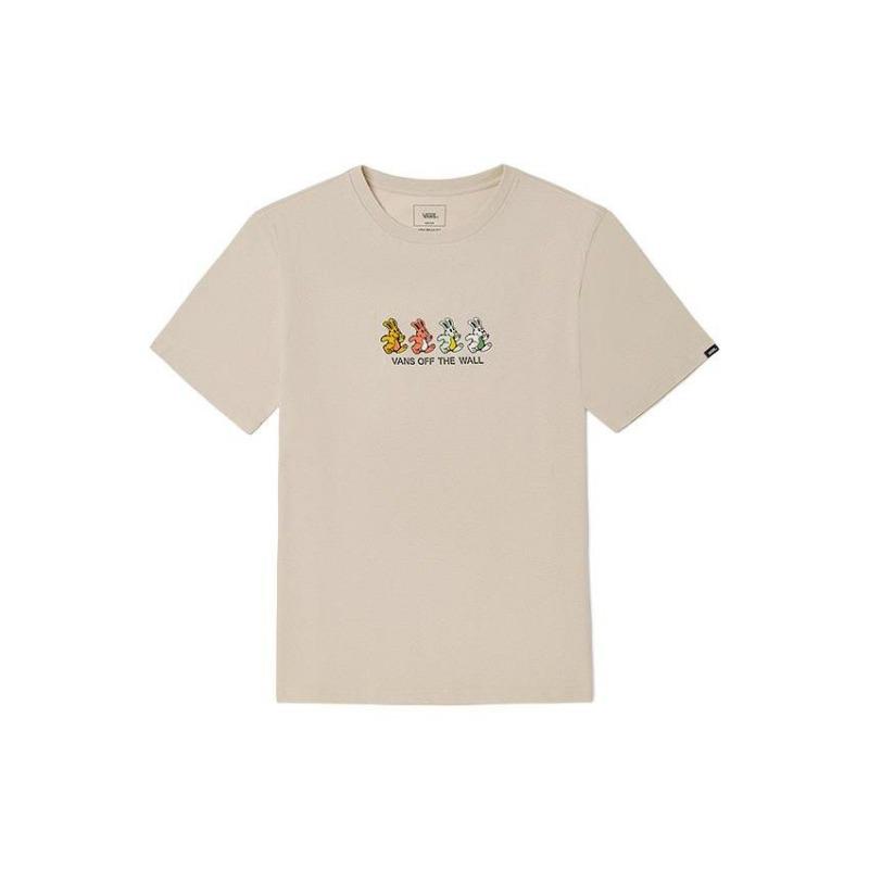 Vans Buntes Kaninchen-Print American Vintage Rundhals Kurzarm T-Shirt SS22 Unisex T-Shirt Haferflocken VN0A7PYP2N1