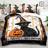 Halloween Quilt Cover Set Halloween Theme Comfortable Bedding Set Digital Print Plaid Pattern Cute Ghost Pumpkin One Quilt Cover