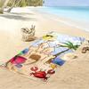 Cartoon Sandcastle with Crab and Palm Tree Beach towel quick-drying for travel outdoor sports jogging beach and swimming