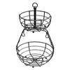Stackable Ventilated Double Layer Snacks Basket Removable Designs Sturdy Iron Construction Includes Banana Hanger