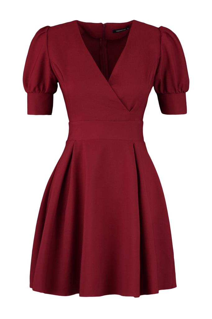 Women's Style Dress Black Double Breasted Neck Skater Mini Woven Dress with Opening Waist