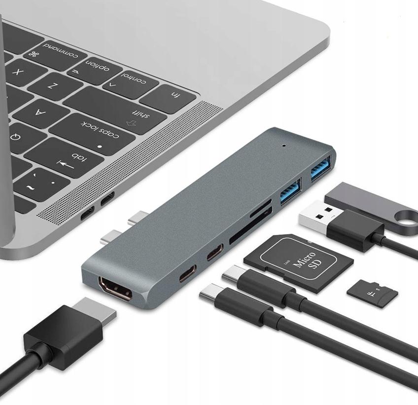 Adapter Hub Przejściówka USB-C USB Thunderbolt HDMI 4K Do Macbook Pro Air