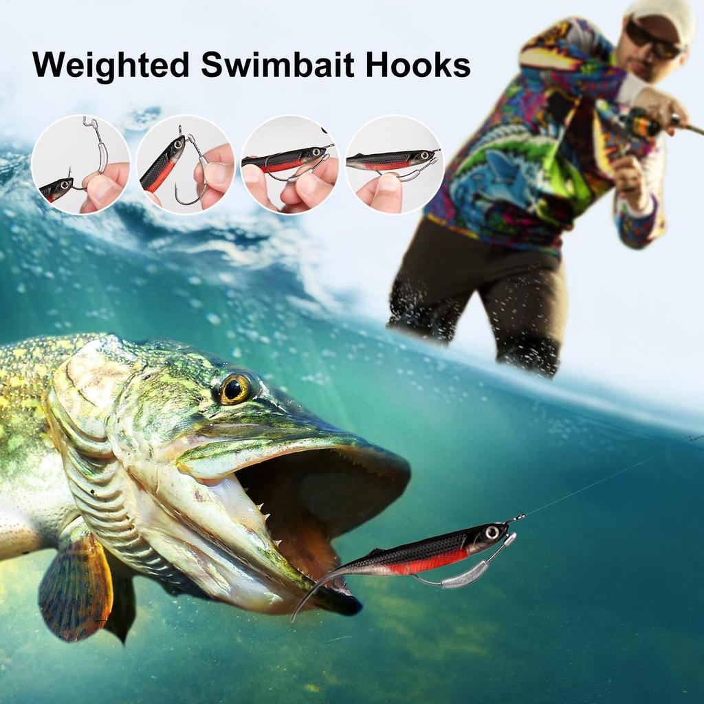 Weighted Swimbait Hooks Angling Bait Accessory High-Strength Weighted Swimbait Hooks For Lake River Pond Saltwater Freshwater