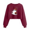 Women's Fashion Halloween Printed Navel-Exposed Long Sleeve Pullover Sweatshirt