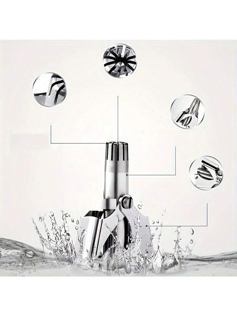 1/2pc Men's Nose Hair Trimmer, Manual Stainless Steel Nose Hair Trimmer, Small Round-Head Nose Hair Cleaner