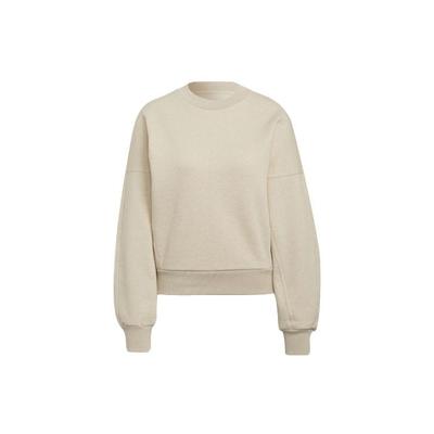Plain Round Neck Pullover Sweatshirt Women Tops Beige HE3098