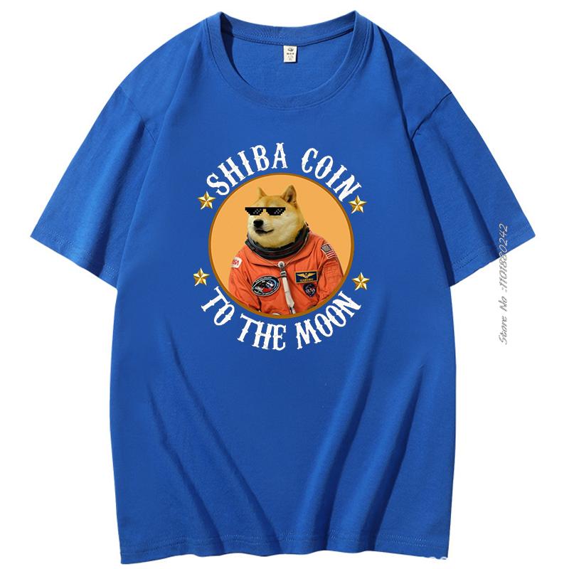 Moon Astronaut Meme Crypto Doggy Short Sleeve Tshirt Summer Cotton Tshirt Shib Coin Shiba Crypto Doge Killer Graphic T Shirts