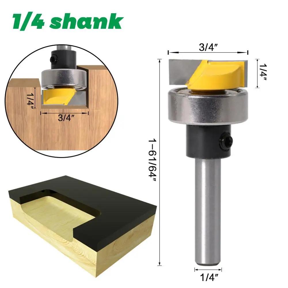 6mm shank Trim Router Bit - Bottom Cleaning 3/4"W X 1/4"H Woodworking cutter Tenon Cutter for Woodwork 1/4" Shank Template