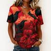 Women's Casual V Neck Pullover Top Halloween Ghost Print Short Sleeve Blouse Lightweight Comfortable Fit