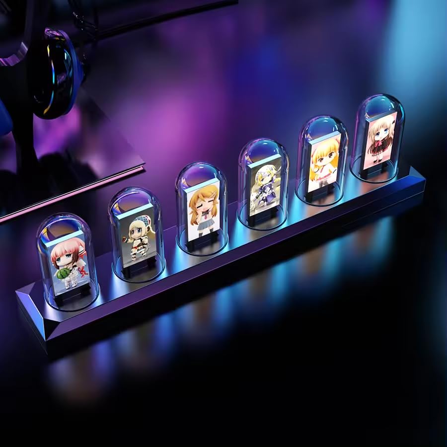 zmart RGB Nixie Tube Clock with LED IPS Color DIY Tube Night Gaming Desktop Home Decoration Gift Japanese Instructions Included Lights, Screen,