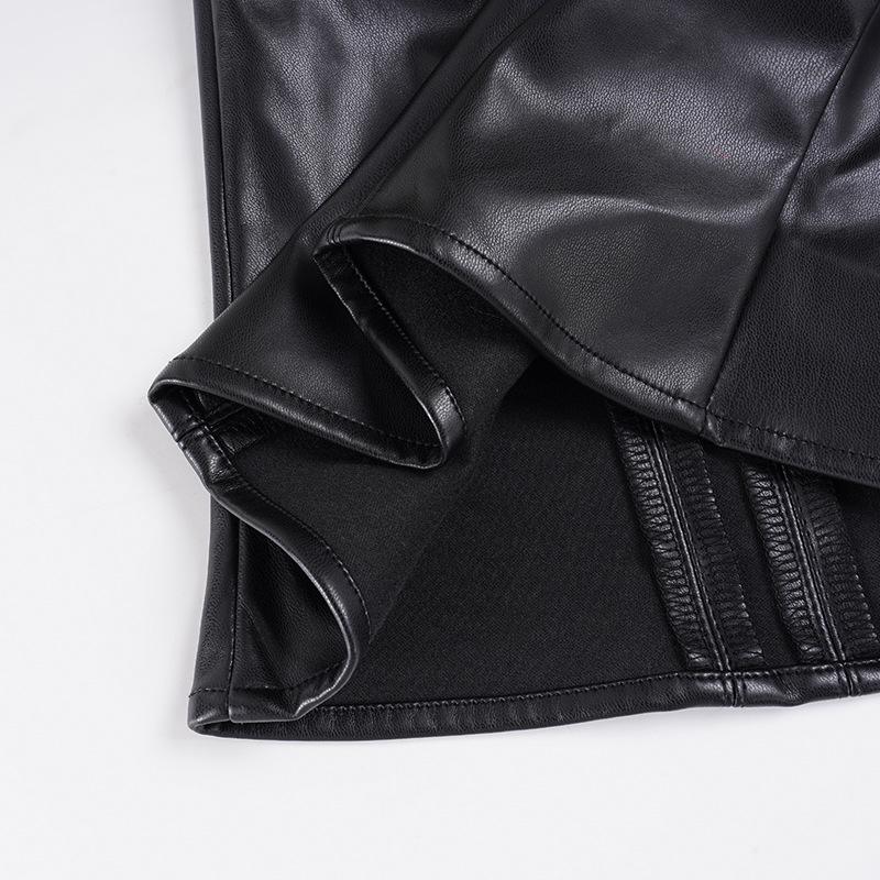 Gothic Punk Dark Style Leather Vest - Metal Decorated Sleeveless Top for Motorcycle & Cool Girl Group