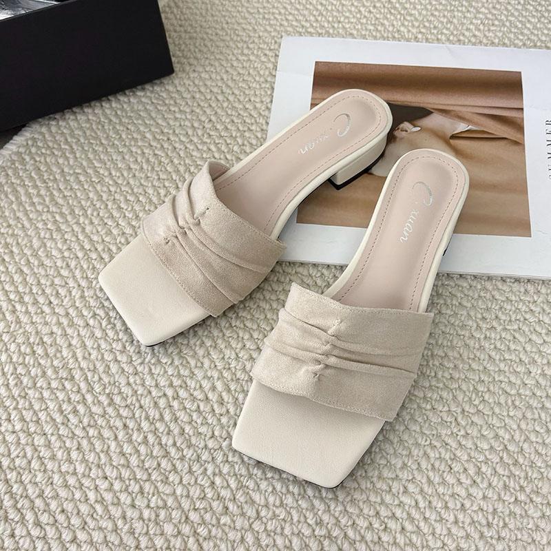 

Мода Мода Квадратный Носок Женские Шлепанцы на Низком Каблуке Обувь Женские Слайдеры Сандалии Неглубокая Обувь Женские Шлепанцы на Каблуке Обувь 35 бежевый