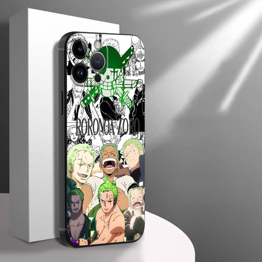 One Piece Comic Zoro Case for iPhone XS Max 7 8 13 12 11 17 Pro Max 15 16 14 Plus XR 17Air Black Soft Phone Cover