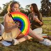 1pc Large Folding Hand Fan Fold Dot Rainbow Print Festival Handheld Fan 33cm Large Folding Hand Fan Handheld Fan Art Craft