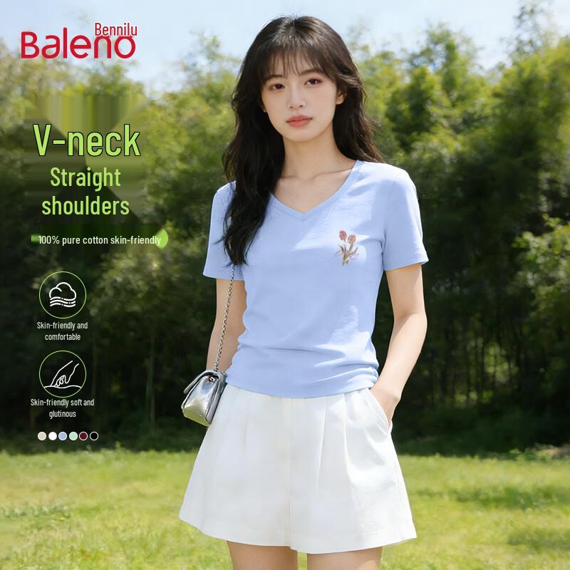 

Baleno Women s V-Neck Cotton Tulip Print T-Shirt S
