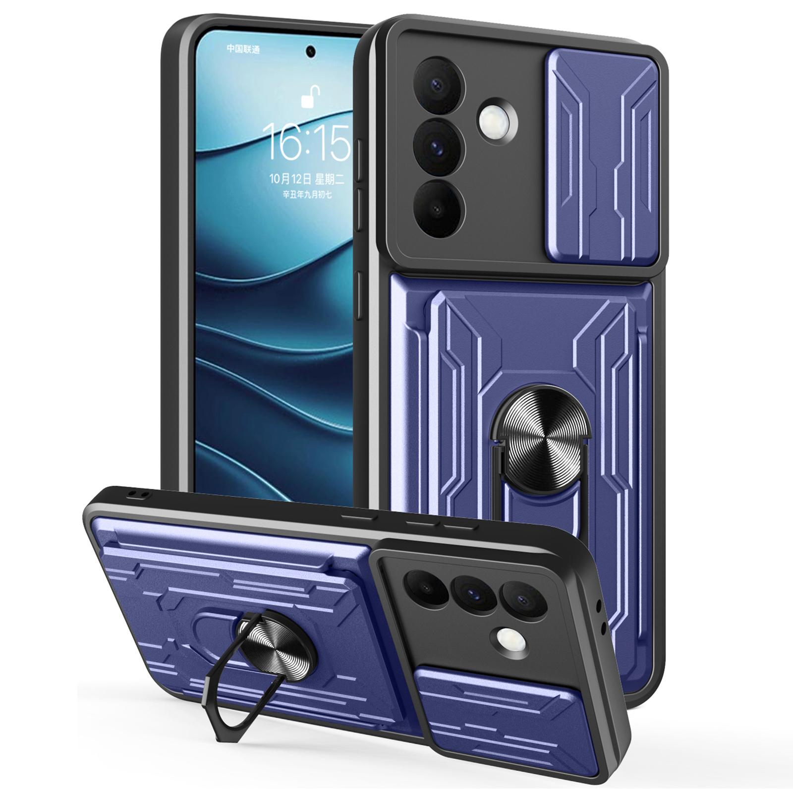 

For Samsung Galaxy A56 5G Case PC+TPU Kickstand Phone Back Cover with Camera Slider Sapphire