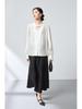 2026 Spring Mulberry Silk Satin Stand Collar Jacquard Shirt - Elegant Ink Wash Style