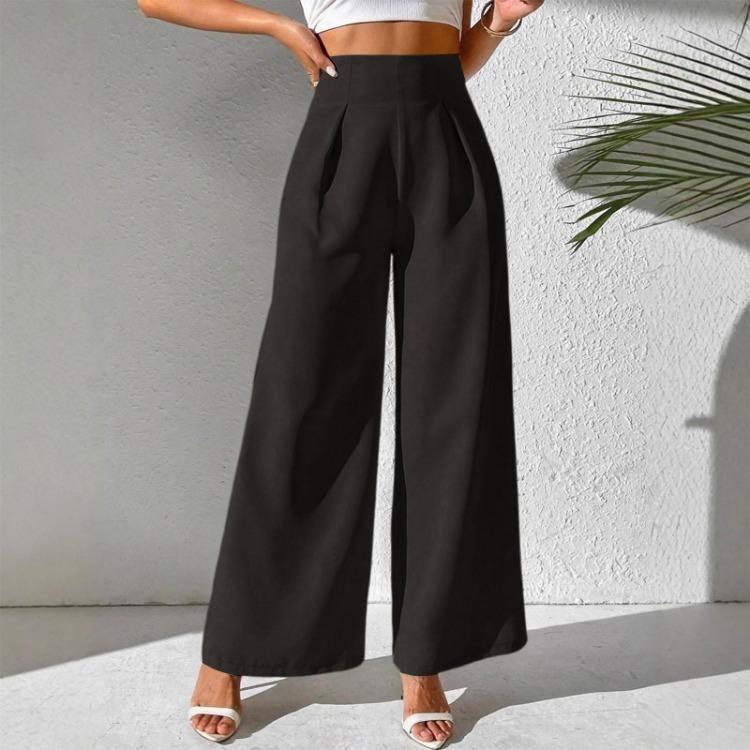 Women Fashion Casual Trousers High Waisted Wide Leg Pants
