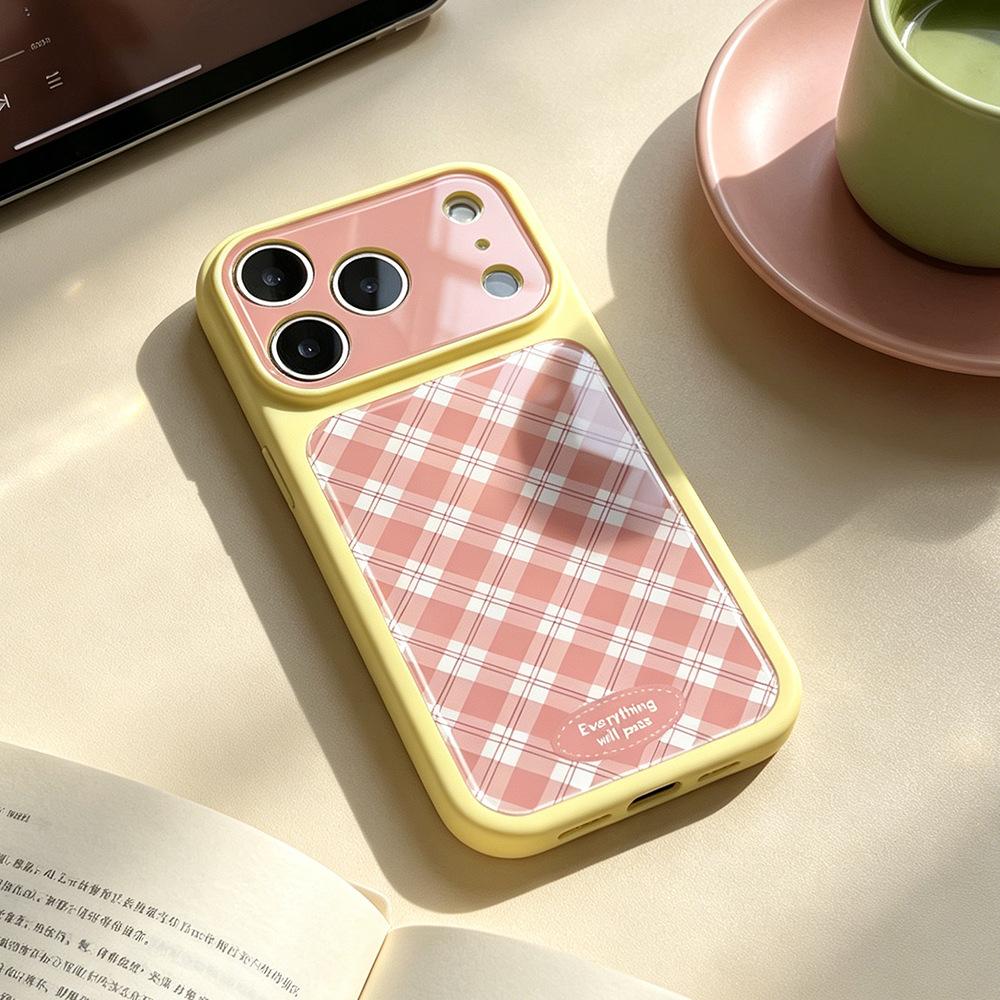 Pink Plaid Is Suitable for 17pro Niche iPhone17Pro Premium Sense 15 Mobile Phone Case Apple 17 Protective Case Niche