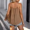 Summer Women's Top Sexy Casual Vest Ladies Top Pure Color Loose Pleated Sleeveless Camisole