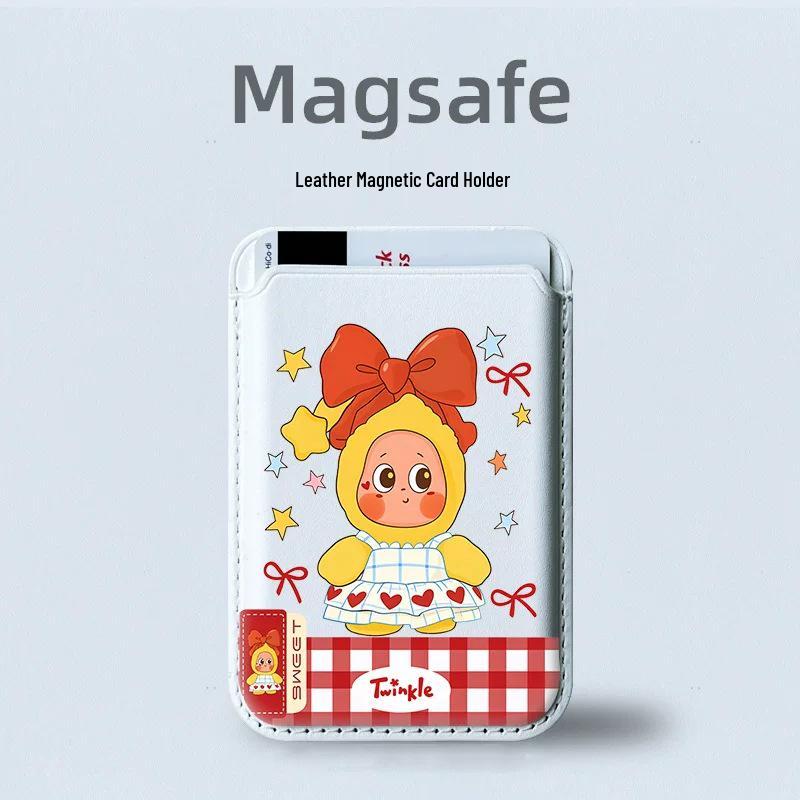 Heartbeat Magnetic Leather Card Holder Phone Case for Apple with MAGSAFE