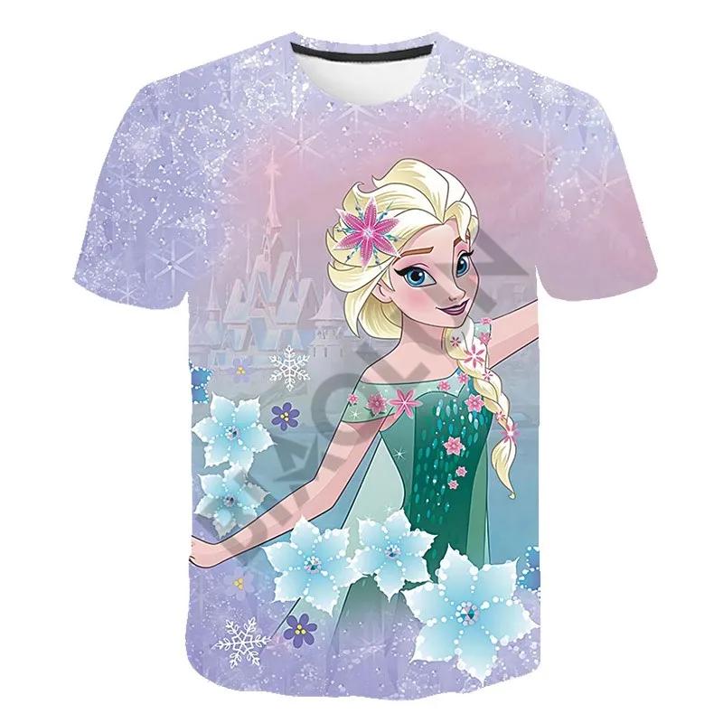 

Disney Frozen Эльза Принцесса Анна Принцесса 3D Печатная Футболка для Девочек Снежная Королева Дети Мечта Красивые Летние Топы Индивидуальные Футболки 100