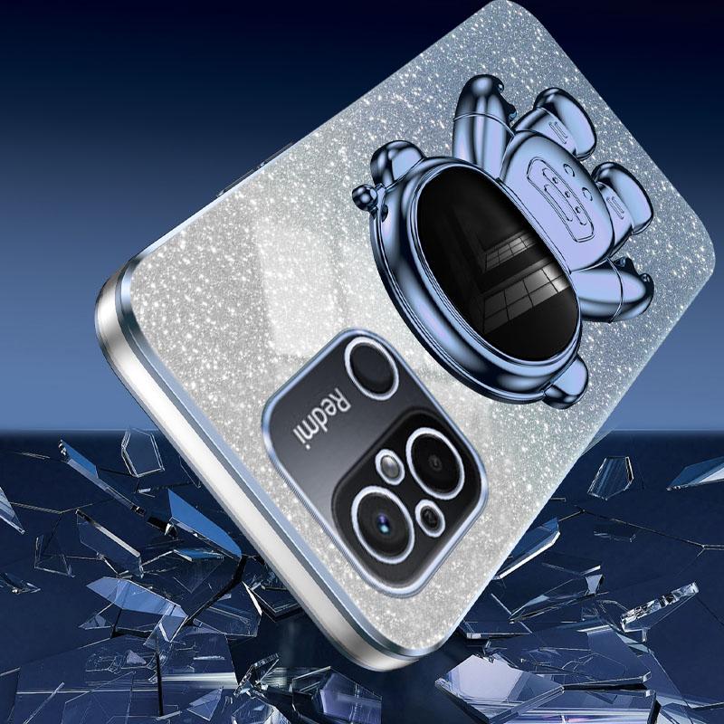 For Xiaomi Redmi 12C 4G PC+TPU Phone Shell Case Anti-scratch Phone Cover with Astronaut Kickstand
