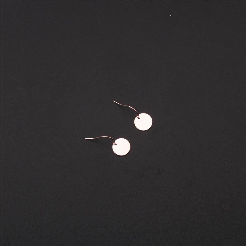 Elegant European & American Rose Gold Titanium Disc Earrings - Korean Style Studs for Women