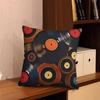 1Pc Retro Vinyl Record Themed Throw Pillow Cover Modern Design Zipper Pillowcase Square Cushion Case Home Decoration