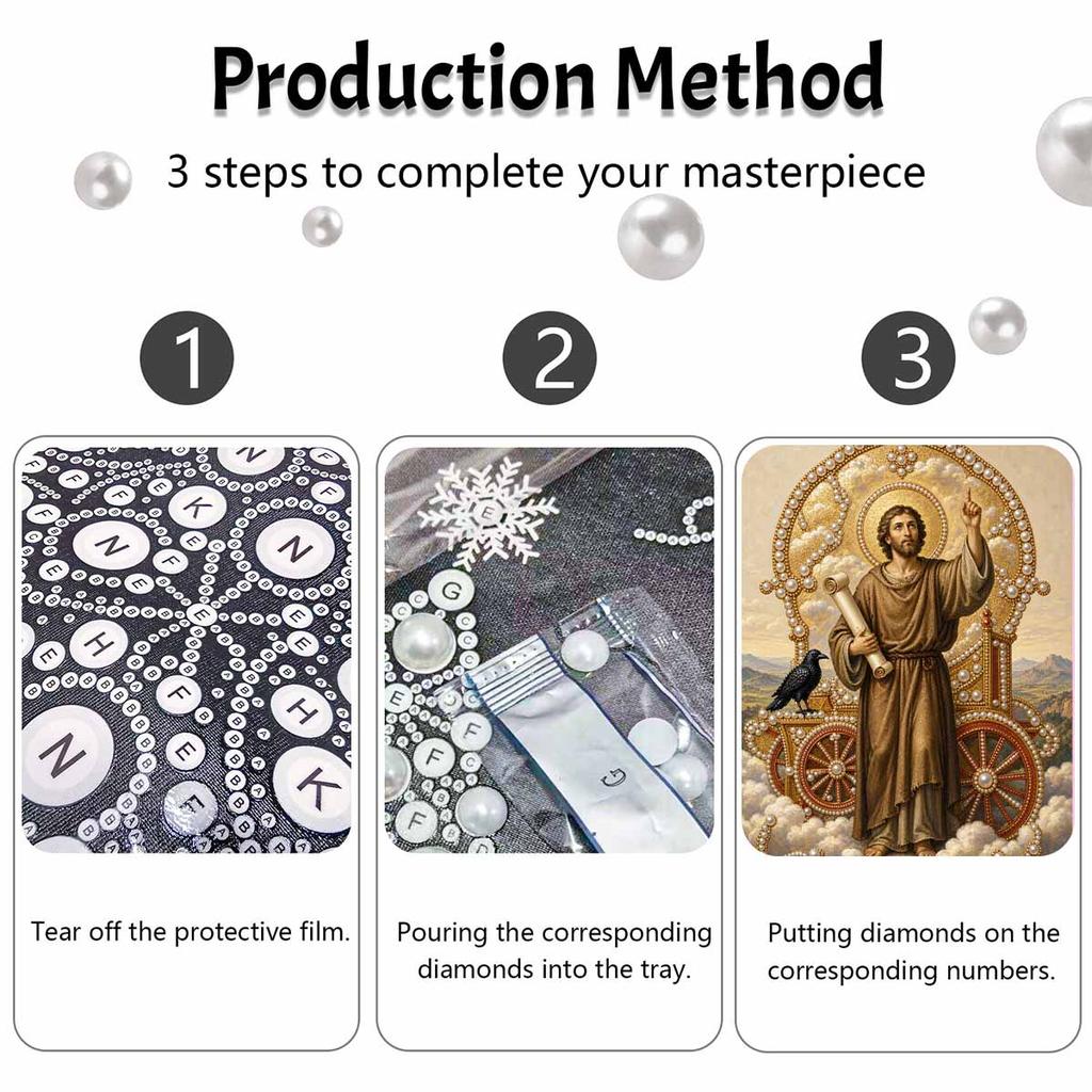 DIY 3D Pearl Diamond Painting Art Set Religious Saint Crow Home Decor Art Set Wall Art