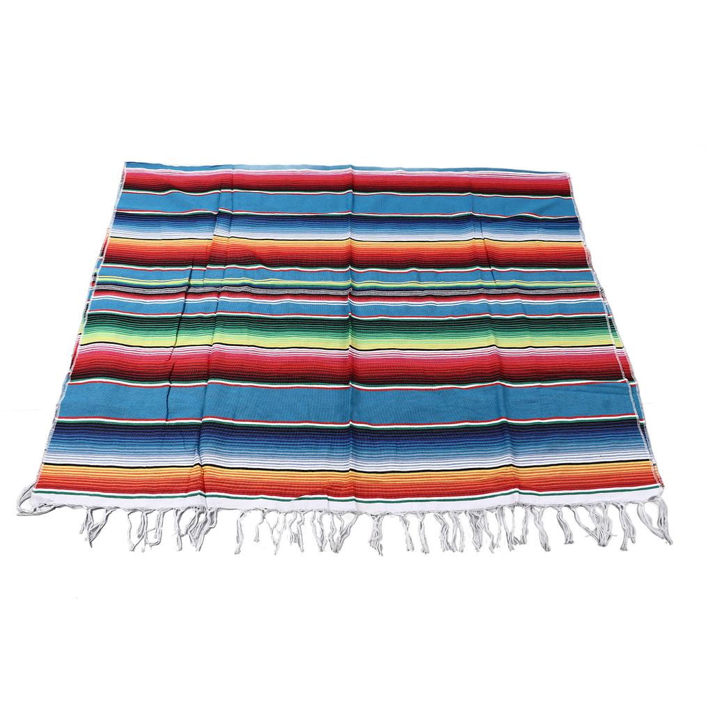Mexican Table Runner 6.6ft Long 4.9ft Wide Bright Colors Soft Cotton Fringe Cotton Table Runner for Party Decoration