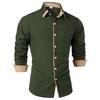 Camicia Estiva da Uomo alla Moda a Tinta Unita con Inserti Business Casual a Maniche Lunghe