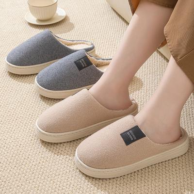 Herren Winter Baumwollpantoffeln Indoor Warme und Rutschfeste Hausschuhe für Damen Koreanische Version Partner-Stil Zehenumschließend Zuhause Baumwollpantoffeln