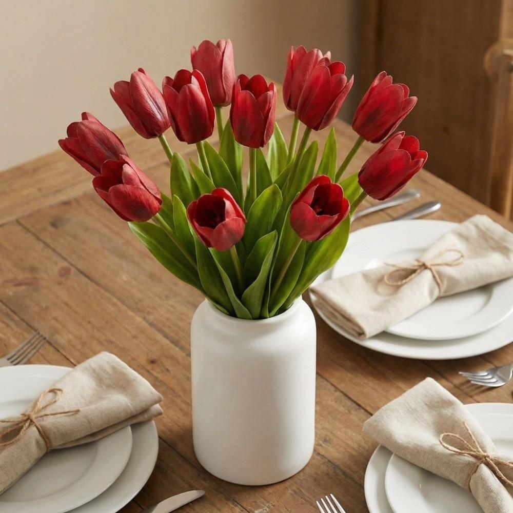 Realistic Simulation Big Tulip Real Touch Faux Tulip Branch Fake Flower  Dining Table